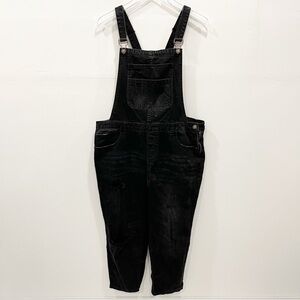 Angel Kiss Distressed Black Denim Overalls Jumpsuit Size XL